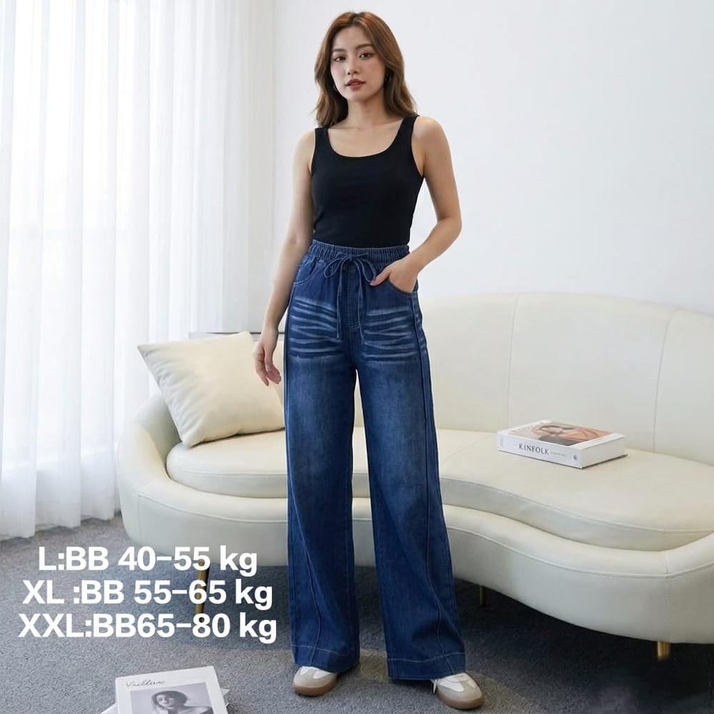Hanian Kulot Jeans Full Karet Muter Jeans Premium Haigweist thumbnail 2