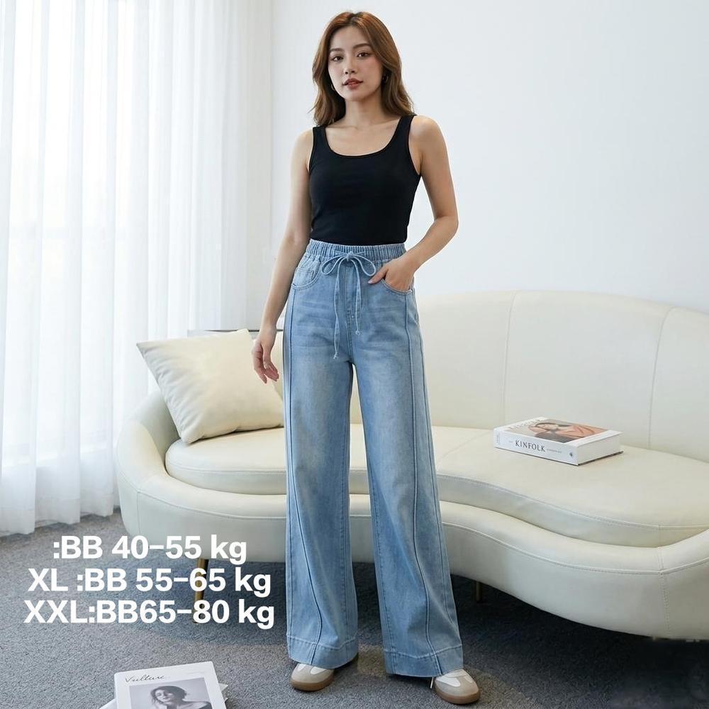 Hanian Kulot Jeans Full Karet Muter Jeans Premium Haigweist thumbnail 4