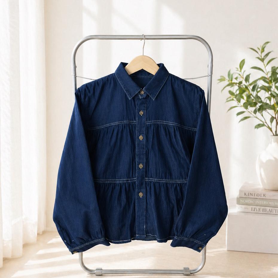 Nurmala Kemeja Jeans Crop Top Aasan Wanita Lengan Panjang thumbnail 3